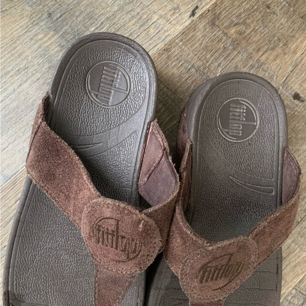 FitFlop Womens Oasis Thong Style Sandals Brown Micro Wobble Board - Picture 2 of 6